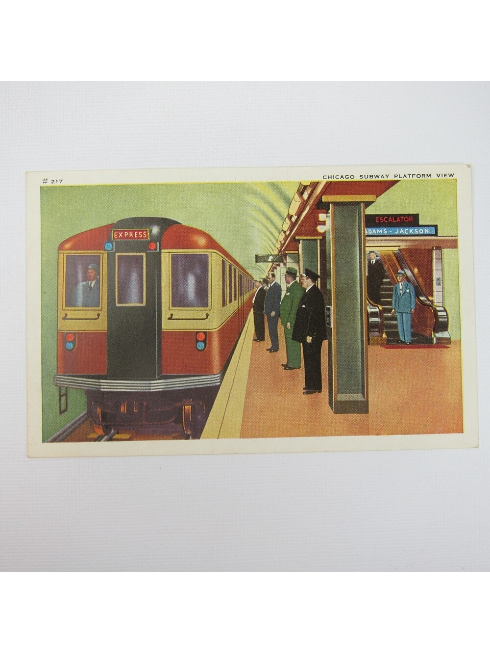 Train Postcard Chicago Subway Platform View #217 A.C. Co USA Full Color UNPOSTED